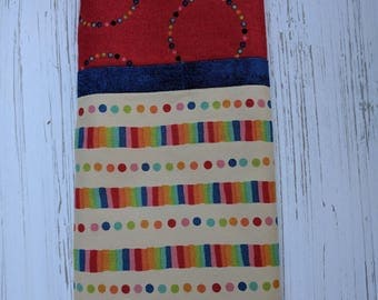 Patchwork fabric eyeglass case featuring fabric from MoMo's Flying Colours