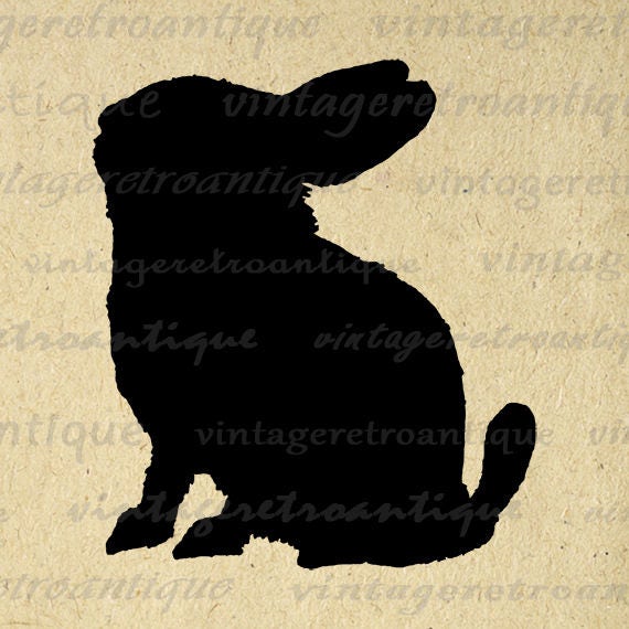 Items similar to Printable Graphic Bunny Rabbit Silhouette Image Illustration Digital Download ...