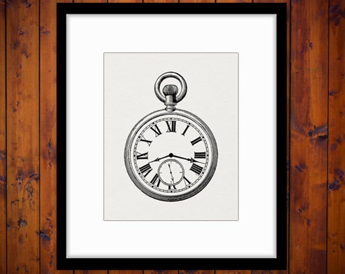 Old Fashioned Antique Pocket Watch Digital Image Download Printable Graphic Vintage Clip Art Jpg Png Eps HQ No.1716