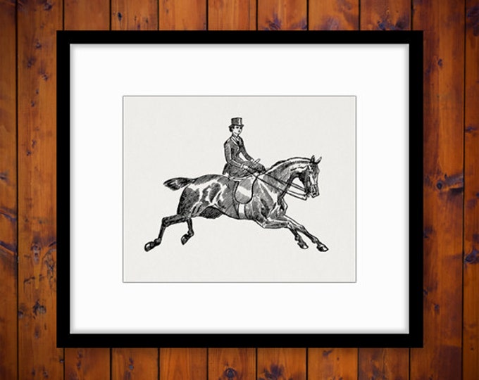 Lady Riding Horse Digital Graphic Image Download Printable Artwork Jpg Png Eps HQ 300dpi No.4305