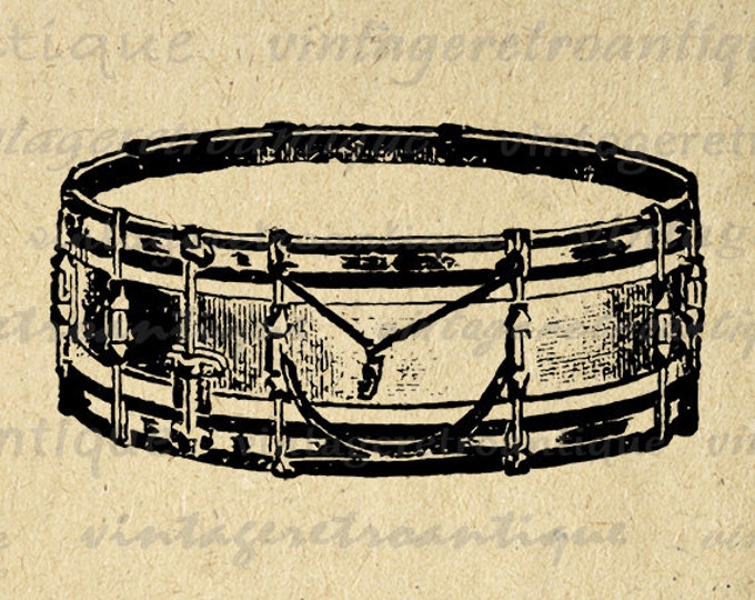 Printable Digital Snare Drum Graphic Illustration Download Music Image Vintage Clip Art Jpg Png Eps HQ 300dpi No.1190