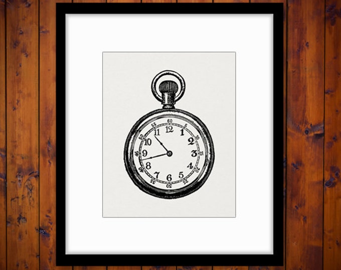 Printable Image Pocket Watch Graphic Pocketwatch Illustration Digital Download Antique Clip Art Jpg Png Eps HQ 300dpi No.1447