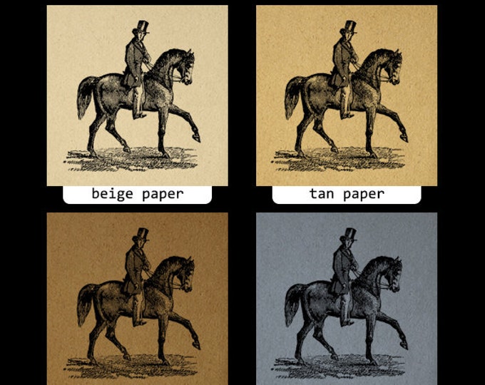 Printable Graphic Antique Horse Rider Download Horseback Man Image Digital Vintage Clip Art Jpg Png Eps HQ 300dpi No.2319