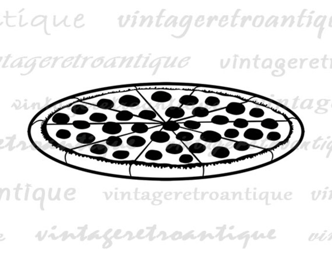 Printable Digital Pizza Download Pizza Image Graphic Illustration Vintage Clip Art Jpg Png Eps HQ 300dpi No.4433