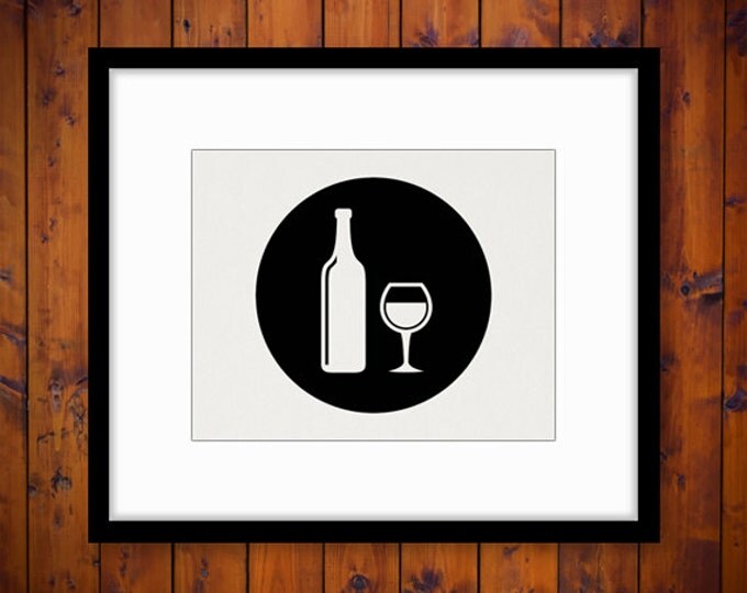 Wine Glass and Wine Bottle Digital Image Download Wine Printable Graphic Vintage Clip Art Jpg Png Eps HQ 300dpi No.4511