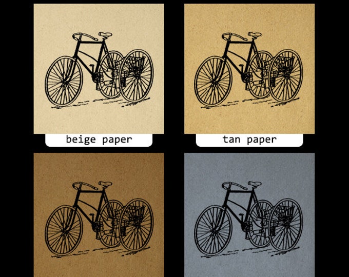 Digital Image Antique Tricycle Bicycle Graphic Printable Illustration Download Vintage Clip Art Jpg Png Eps HQ 300dpi No.1811