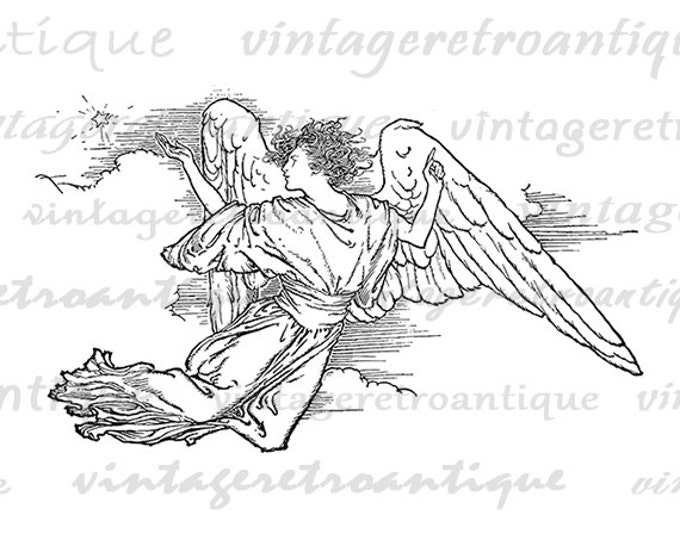 Printable Digital Angel Image Graphic Download Artwork Vintage Clip Art Jpg Png Eps HQ 300dpi No.2395