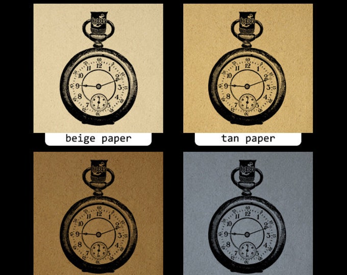 Digital Printable Pocket Watch Download Graphic Image Artwork Vintage Clip Art Jpg Png Eps HQ 300dpi No.1428