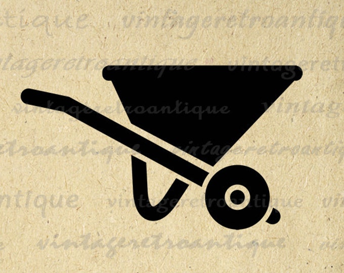 Printable Image Wheelbarrow Icon Digital Gardening Download Construction Graphic Vintage Clip Art Jpg Png Eps HQ 300dpi No.4321