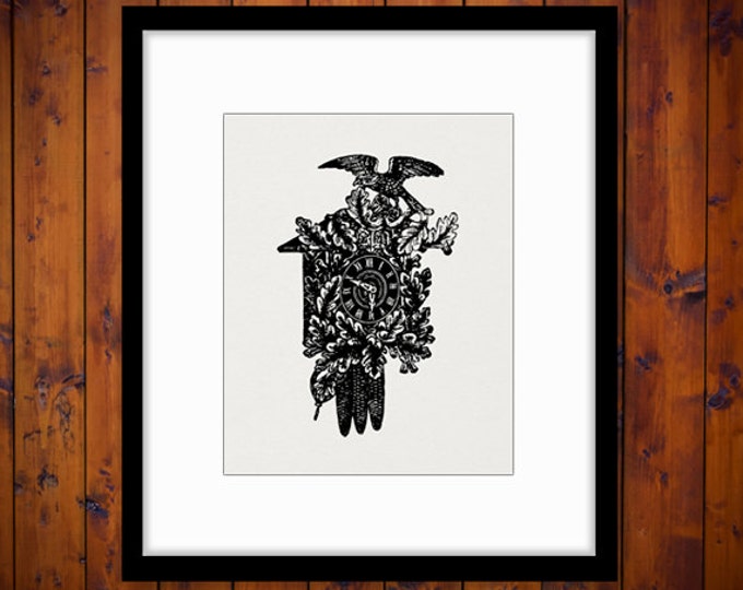 Vintage Cuckoo Clock Digital Image Download Printable Graphic Vintage Clip Art HQ No.1403