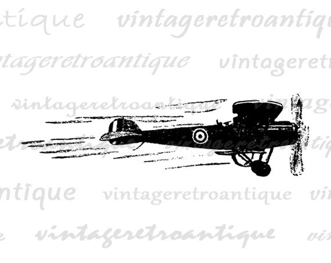 Printable Digital Antique Airplane Graphic Flying Airplane Image Vintage Plane Download for Transfers T-Shirts Pillows HQ 300dpi No.4667