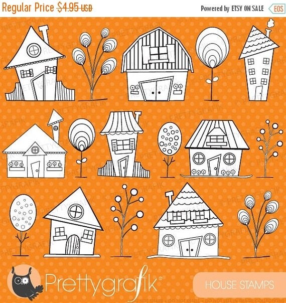 80% OFF SALE house neighbourhood digital stamp commercial use, vector graphics, digital stamp, digital images - DS397 Il_570xn