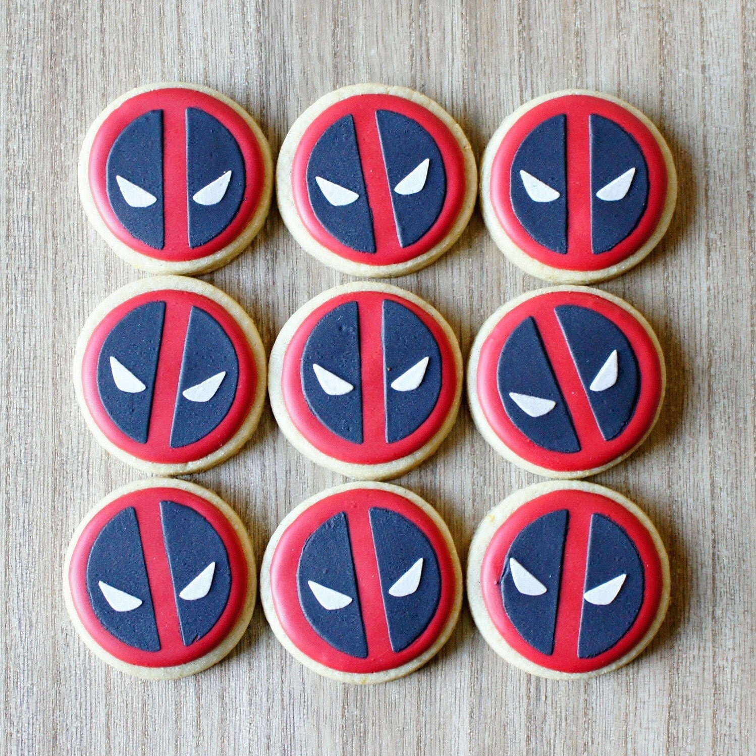Small Deadpool Decorated Sugar Cookies One Dozen