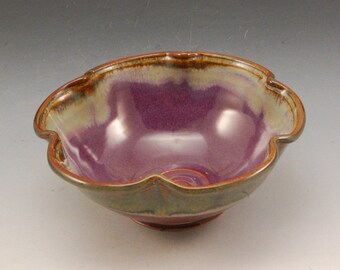 Handmade Pottery Stoneware Bowl Plum Red Brown by Mark Hudak