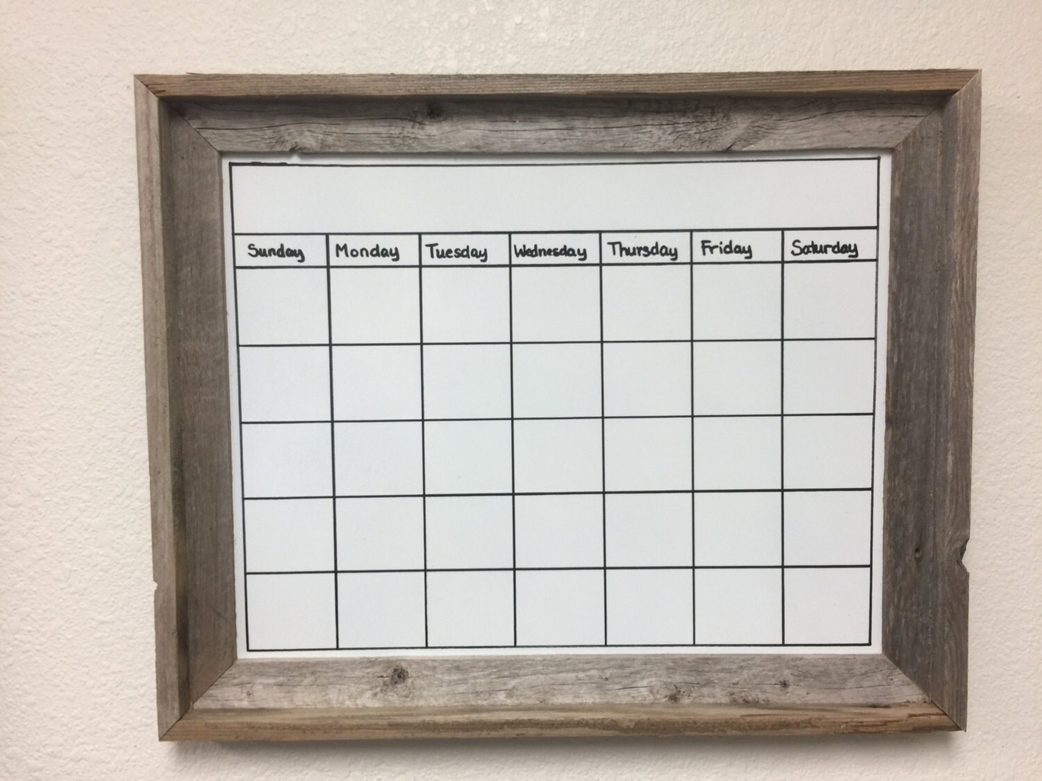 Magnetic Dry Erase Barnwood Calendar White Wash Custom