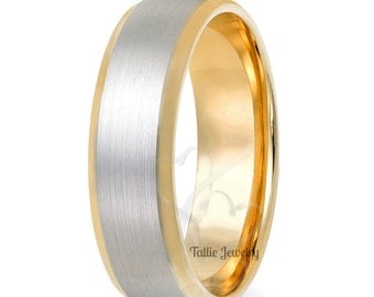 Two Tone Mens Wedding Bands,10k Gold Wedding Rings,Matching Wedding Rings,Mens Wedding Rings,Two Tone Wedding Bands