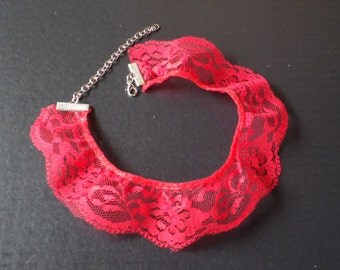 Valentines Red lace choker