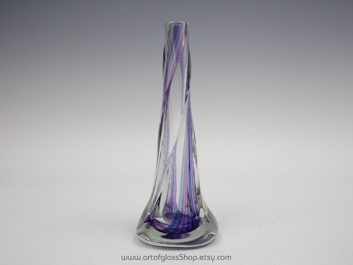 Caithness 'Oban' blue & purple glass vase