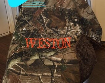 Personalized Camo Carseat canopy, monogrammed car seat cover, mossy oak camo