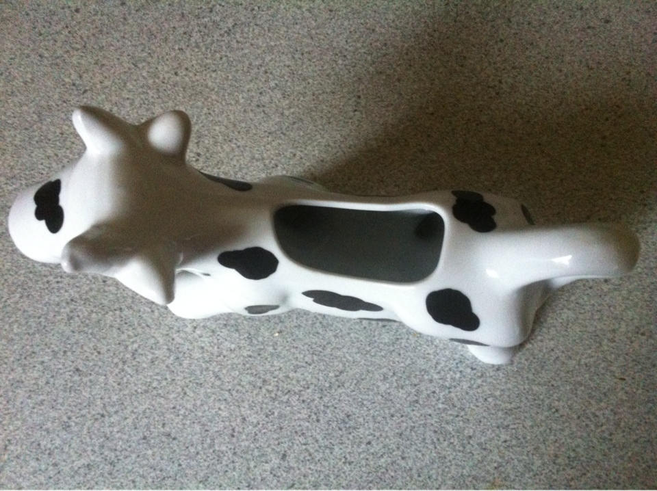 Cow Creamer / Porcelain White and Black Cow Creamer Pier 1