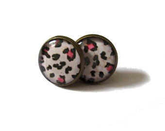 LEOPARD PRINT EARRINGS - Surgical Steel - Animal Print Earring Studs - Sensitive Ears