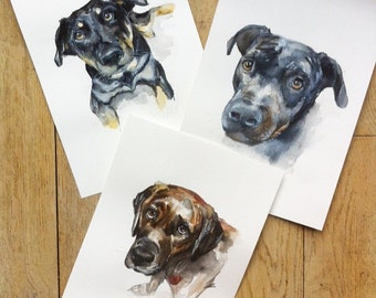 PET PORTRAIT, Custom pet portrait, watercolor, dog cat portraits, custom dog portrait, pet portrait made to order, artwork by Ninja Heevel