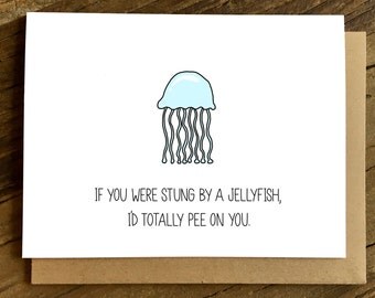 Funny Valentine's Day Card - Valentine's Day Card - Funny Love Card - Anniversary Card - Card for Friend - Jellyfish.