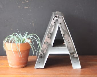 Neon Channel Sign Letter Upper Case 'A' / Reclaimed Industrial Salvage Marquee, Vintage Letter A