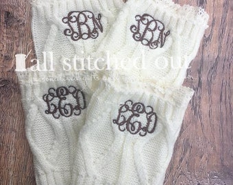 Monogrammed Lace Boot Cuffs - Looks great with a tunic and leggings