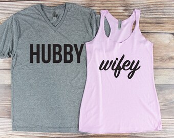 Hubby and Wifey Shirts/ Wifey and Hubby Shirts/ Just Married Shirts/ Matching Couple Shirts Husband and Wife Shirts Couple Shirts Newlywed