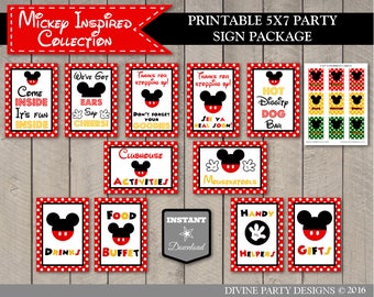 INSTANT DOWNLOAD Printable Classic Mouse 5x7 Party Sign Package / 11 Sign & Condiment Labels /  Classic Mouse Collection / Item #1504