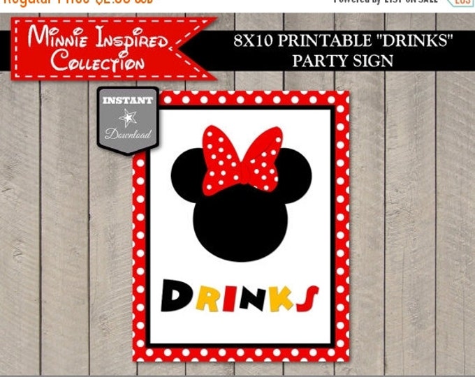 SALE INSTANT DOWNLOAD Red Girl Mouse Printable 8x10 Drinks Party Sign / Red Girl Mouse Collection / Item #1920