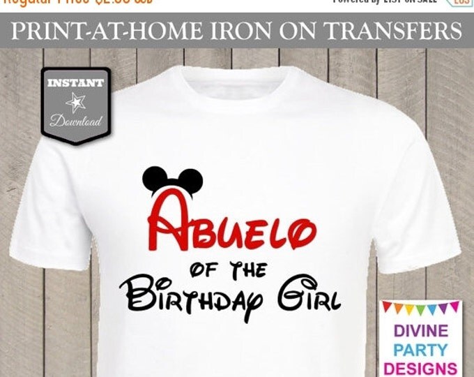 SALE INSTANT DOWNLOAD Print at Home Red Mouse Abuelo of the Birthday Girl Printable Iron On Transfer / T-shirt / Family / Trip / Item #2449