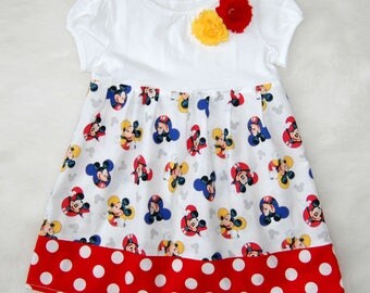 Mickey Mouse dress**Minnie Mouse dress**Toddler girls dress**Dress for Disney World, Disneyland**Red polka dots**Disney dress