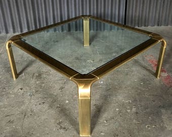 John Widdicomb Brass Glass Coffee Table