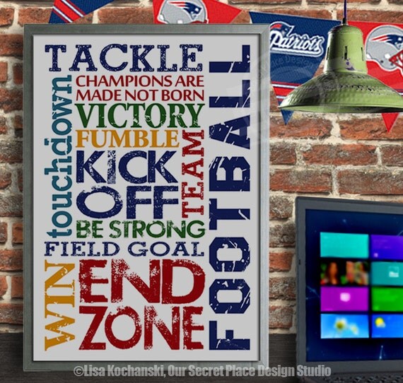 Football Print Football Wall Art Football Signs Football Room