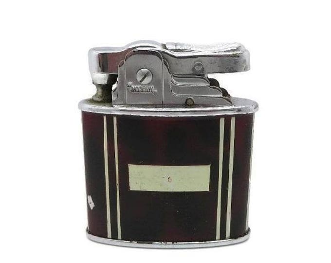 Vintage Modern Lite Cigarette Lighter, H.M.C. Standard Art No 1005, Burgundy, Silvertone 1960s Lighter