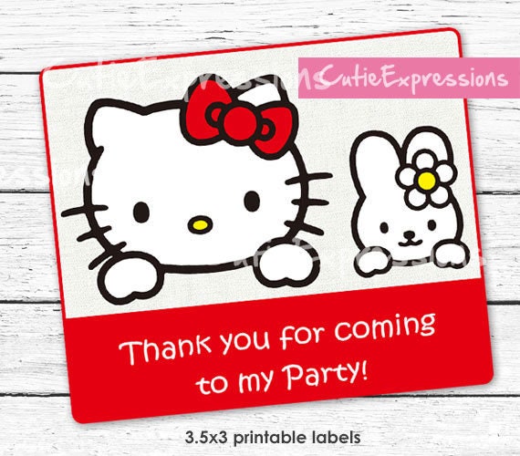 Hello Kitty Birthday Labels Goody Bag tags Hello Kitty