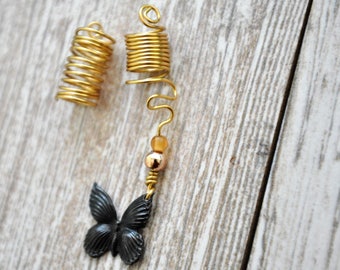 Dreadlock Cuff Loc Charms Black Butterfly Hair Jewelry Afrocentric Jewelry Natural Beauty Dreadlock Accessories Locs Dreadlock Jewelry Locs