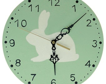 Rabbit Clock - Mint Rabbit Nursery Clock