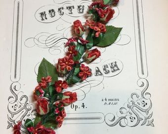 Vintage velvet red millinery flower spray