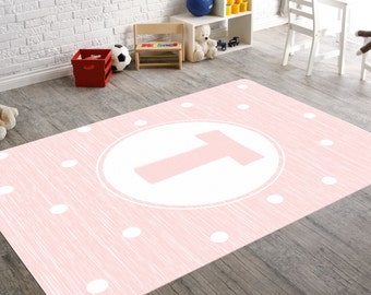 Pink Nursery Rug, Monogram Rug, Personalized Rug, Girl Nursery Rug, Monogrammed Gifts, Playroom Rug, Pink Nursery, Kids Playroom Decor, Baby