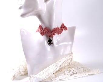 Olive Ink Rubber & Fabric Necklace