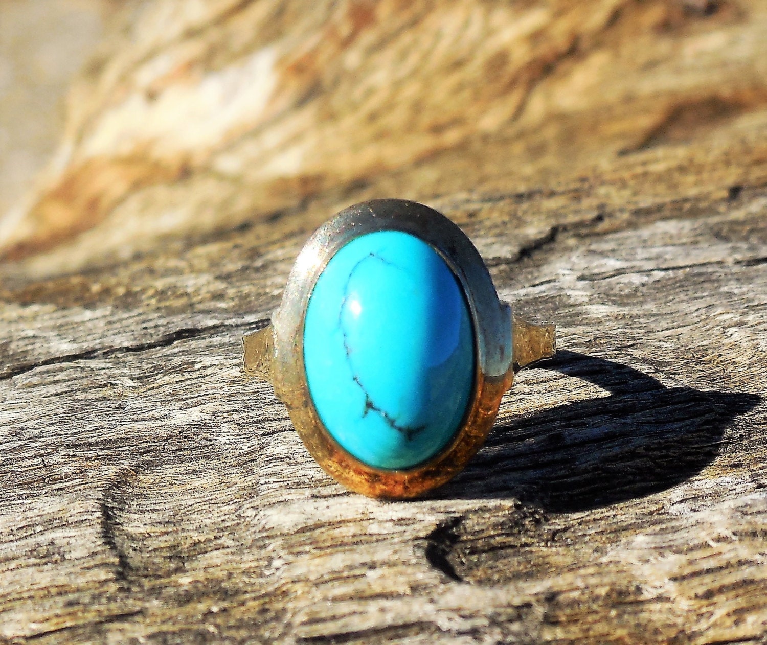 Vintage Turquoise Engagement Ring Unique Engagement Ring Art