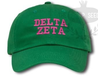 Delta Zeta Sorority Baseball Cap - Custom Color Hat and Embroidery.
