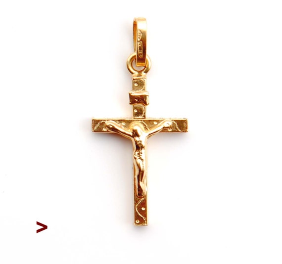 Italian solid 18K Gold Crucifix / 1.5