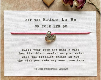 BRIDE to BE on your HEN Party, Weekend, Do, Night Wish Bracelet Gift, Favour, Add a Name & Custom Options