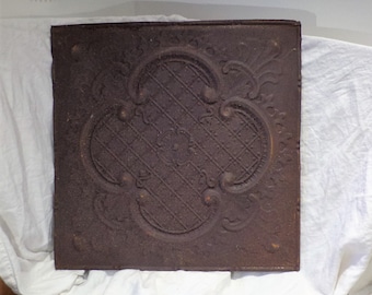 Tin Ceiling Tile, Large Quatrefoil Design, Neoclassical, Architectural Salvage from Chicago