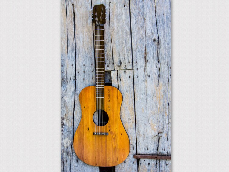 Rustic Wood Guitar Wall Art Music Art Guitar by