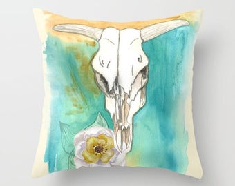 cow skull pillow